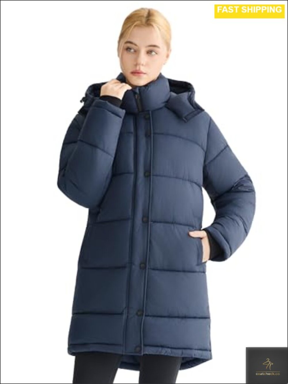 Women's Hooded Quilted Puffer Jacket Mid-Length Winter Coat Relaxed Fit